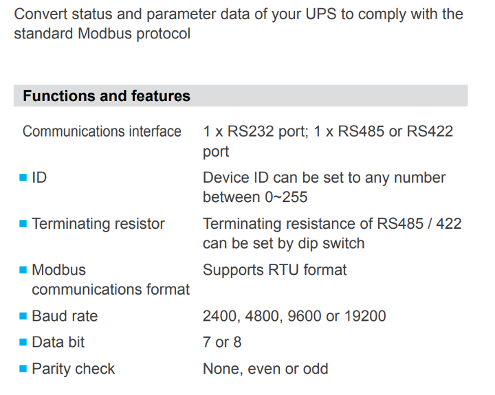 Modbus card Pro01